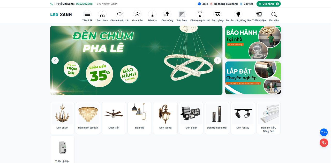 Giao diện website giới thiệu dịch vụ